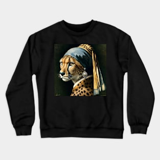 Wildlife Conservation - Pearl Earring Cheetah Meme Crewneck Sweatshirt